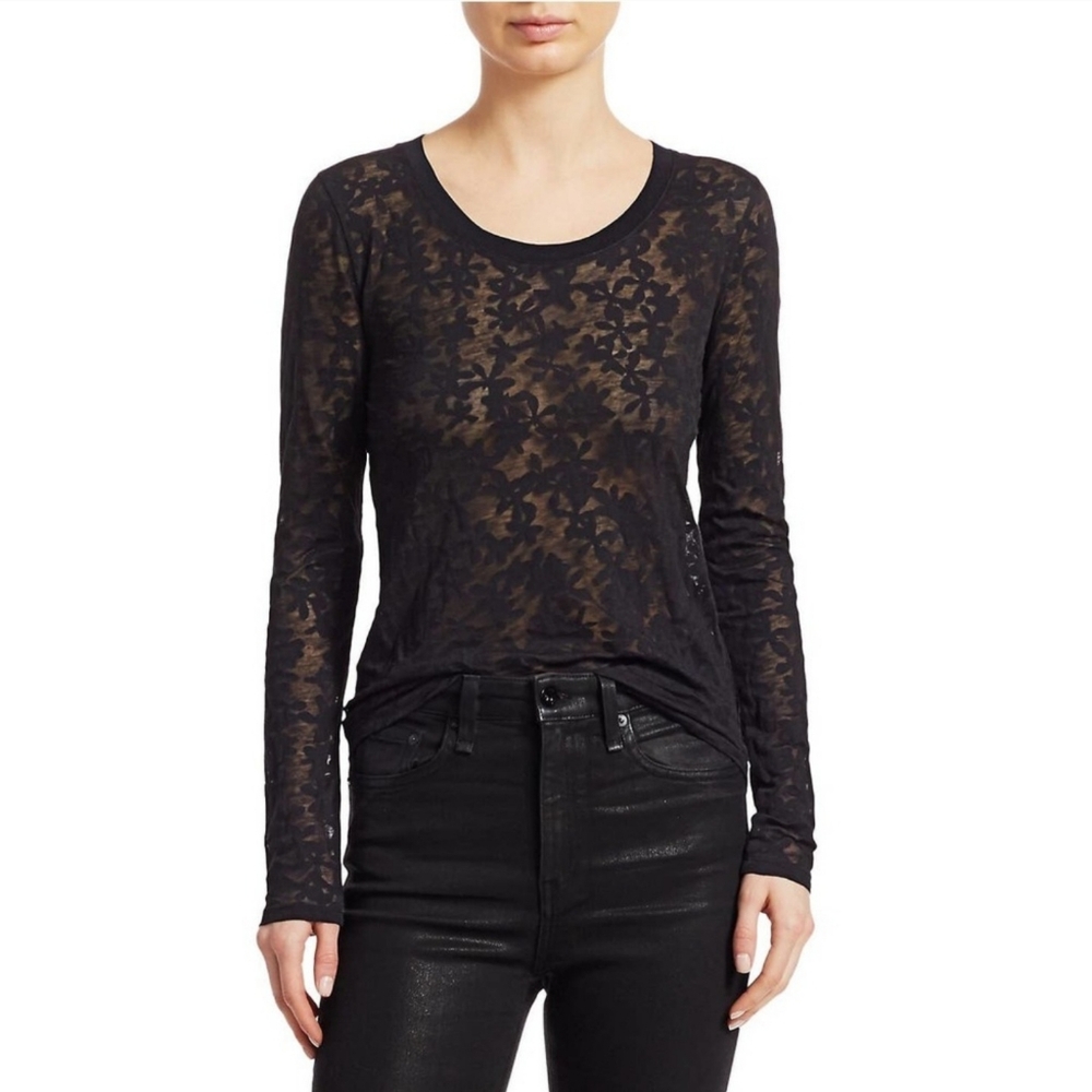 Rag & Bone Sheer‎ Minimalist Chic Black VALENCIA TEE XS
